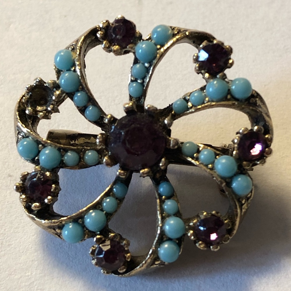 Purple and Blue Vintage Brooch